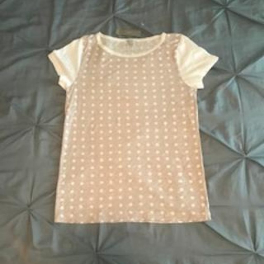 NWT J.Crew Heather Pink Polka Dot Short Sleeve Tee